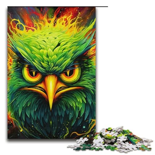 Puzzle 1000 Teile für Erwachsene, Grüner Vogel, Puzzle für Teenager, Spielzeug, Denkspiel (Größe 38 x 26 cm) von WGLINGX