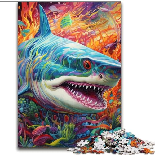 Puzzle 1000 Teile für Erwachsene, Hai, schwierige Puzzles für Erwachsene, pädagogisches und unterhaltsames Indoor-Spiel für die Heimdekoration (Größe 26x38cm) von WGLINGX