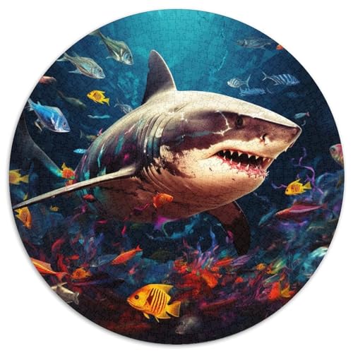 Puzzle 1000 Teile für Erwachsene, Hai-Rundpuzzle 1000 Teile für Erwachsene, anspruchsvolles Denkspiel – entspannendes Spielzeug für Teenager, 1000 Teile (67,5x67,5cm) von WGLINGX