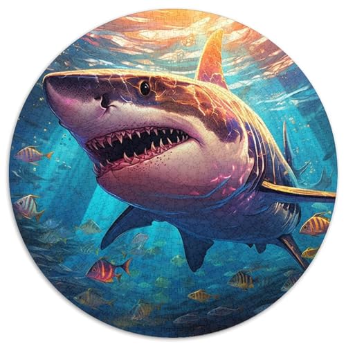 Puzzle 1000 Teile für Erwachsene, Hai-Rundpuzzle 1000 Teile für Erwachsene, anspruchsvolles Denkspiel – entspannendes Spielzeug für Teenager, 1000 Teile (67,5x67,5cm) von WGLINGX