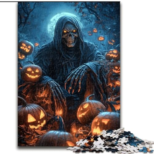 Puzzle 1000 Teile für Erwachsene, Halloween-Skelett, Holzpuzzle für Erwachsene, anspruchsvolles Denkspiel für Teenager, Spaß für den Spieleabend mit der Familie (Größe 50x75cm) von WGLINGX