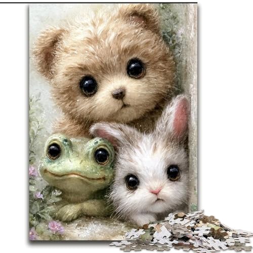 Puzzle 1000 Teile für Erwachsene, Hase, Teddybär, Baby, Puzzle, Weihnachten, Halloween, Muttertag, Neujahr, Ostergeschenk (Größe 26x38cm) von WGLINGX