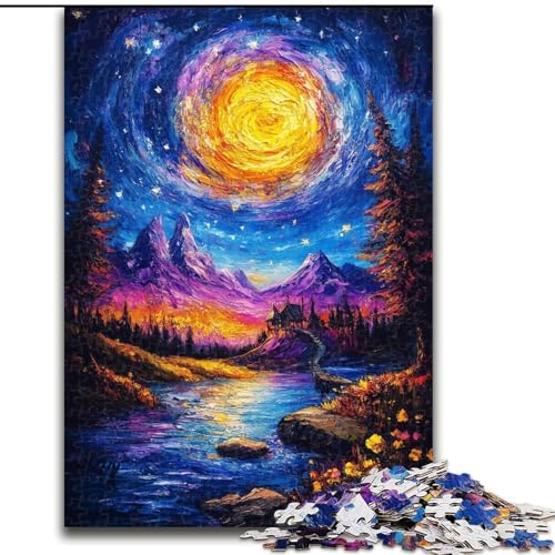 Puzzle 1000 Teile für Erwachsene, Herbst-Ölgemälde, Unmögliches Puzzle für Erwachsene, Kunstwerk-Dekor, Intelligenzspielzeug für Familien-Indoor-Spiele (Größe 50x75cm) von WGLINGX