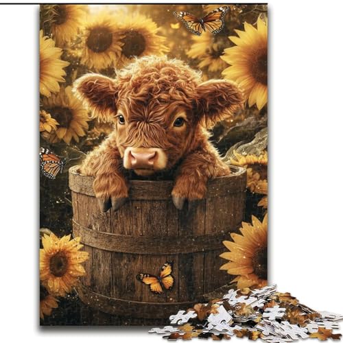 Puzzle 1000 Teile für Erwachsene, Highland Cow, Unmögliches Puzzle für Erwachsene, Weihnachten, Halloween, Muttertag, Neujahr, Ostergeschenk (Größe 26x38cm) von WGLINGX