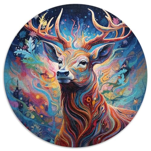 Puzzle 1000 Teile für Erwachsene, Hirsch, psychedelische Kunst, runde Puzzles, anspruchsvolles Denkspiel für Teenager, perfekt als Heimdekoration oder Geschenk 67,5 x 67,5 cm Puzzle 1000 Teile für Erwachsene, Hirsch, psychedelische Kunst, runde Puzzles, anspruchsvolles Denkspiel für Teenager, perfekt als Heimdekoration oder Geschenk 67,5 x 67,5 cm von WGLINGX