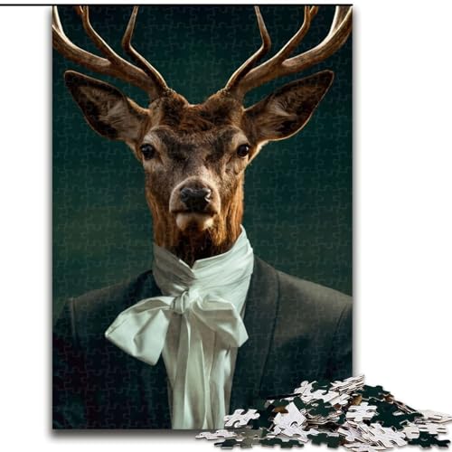 Puzzle 1000 Teile für Erwachsene, Hirsch-Charakter, Holzpuzzle, interaktives Familienspiel, Denksportaufgabe, Geschenk, Lernspielzeug (Größe 26x38cm) von WGLINGX