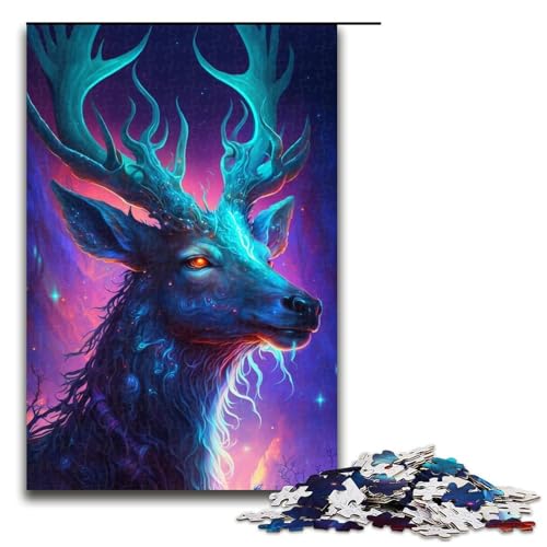 Puzzle 1000 Teile für Erwachsene, Hirsch-Puzzle, Geschenk, Holzpuzzle, Lernspiel, Herausforderungsspielzeug (Größe 50 x 75 cm) von WGLINGX