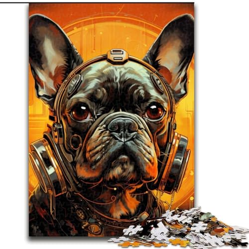 Puzzle 1000 Teile für Erwachsene, Hund mit Kopfhörern, 1000-teiliges Puzzle, Lernspiele, schöne Dekoration (Größe 26x38cm) von WGLINGX