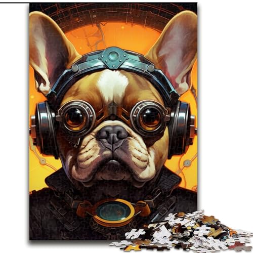 Puzzle 1000 Teile für Erwachsene, Hund mit Kopfhörern, Puzzle 1000 Teile, interaktives Familienspiel, Denksportaufgabe, Geschenk, Lernspielzeug (Größe 50x75cm) von WGLINGX
