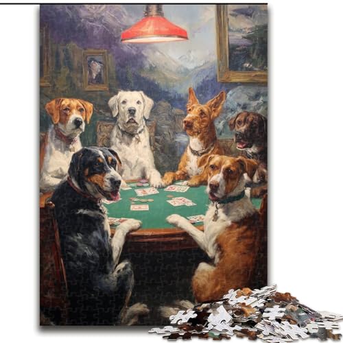 Puzzle 1000 Teile für Erwachsene, Hund spielt Poker, Papppuzzle, DIY-Dekoration, anspruchsvolles Denkspiel, (Größe 26x38cm) von WGLINGX