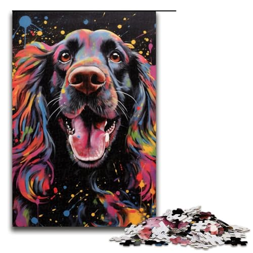 Puzzle 1000 Teile für Erwachsene, Hunde-Graffiti-Malpuzzle, Geschenk, Holzpuzzle, Lernspiel, Herausforderungsspielzeug (Größe 50 x 75 cm) von WGLINGX