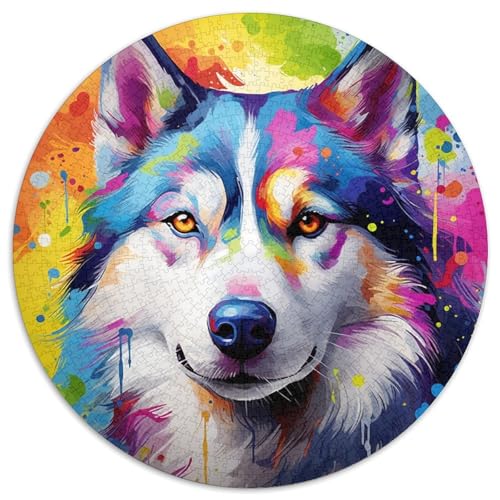 Puzzle 1000 Teile für Erwachsene, Husky-Puzzle für Erwachsene, Kunstwerk-Dekor, Intelligenzspielzeug für Familien-Indoor-Spiele 67,5 x 67,5 cm von WGLINGX