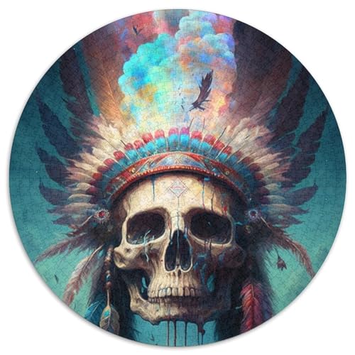 Puzzle 1000 Teile für Erwachsene, Indischer Totenkopf, runde Puzzles 1000 Teile für Erwachsene, anspruchsvolles Denkspiel – entspannendes Spielzeug für Teenager, 1000 Teile (67,5x67,5cm) von WGLINGX