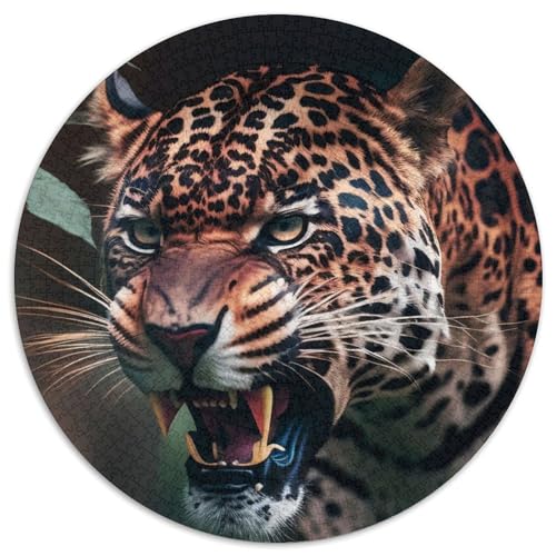 Puzzle 1000 Teile für Erwachsene, Jaguar, runde Puzzles 1000 Teile für Erwachsene, anspruchsvolles Denkspiel – entspannendes Spielzeug für Teenager, 1000 Teile (67,5x67,5cm) von WGLINGX