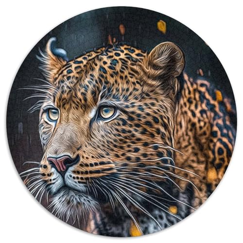 Puzzle 1000 Teile für Erwachsene, Jaguar, runde Puzzles 1000 Teile für Erwachsene, interaktives Familienspiel, Gehirn-Herausforderung, Lernspielzeug, 1000 Teile (67,5x67,5cm) von WGLINGX