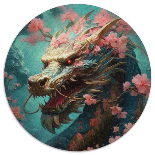 Puzzle 1000 Teile für Erwachsene, Japanische Drachenkirsche, runde Puzzles 1000 Teile für Erwachsene, anspruchsvolles Denkspiel – entspannendes Spielzeug für Teenager, 1000 Teile (67,5x67,5cm) von WGLINGX