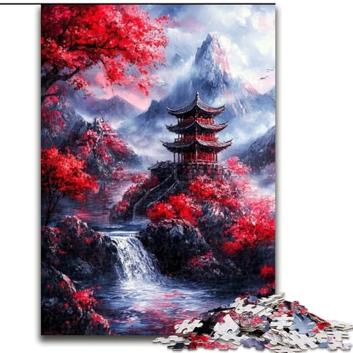 Puzzle 1000 Teile für Erwachsene, Japanische Tempel, Unmögliches Puzzle für Erwachsene, Weihnachten, Halloween, Muttertag, Neujahr, Ostergeschenk (Größe 26x38cm) von WGLINGX