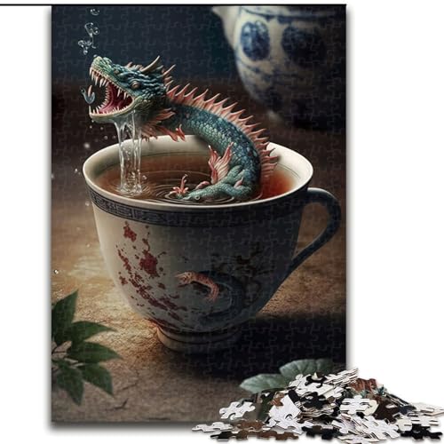 Puzzle 1000 Teile für Erwachsene, Japanischer Teedrache, Holzpuzzle, interaktives Familienspiel, Denksportaufgabe, Geschenk, Lernspielzeug (Größe 26x38cm) von WGLINGX