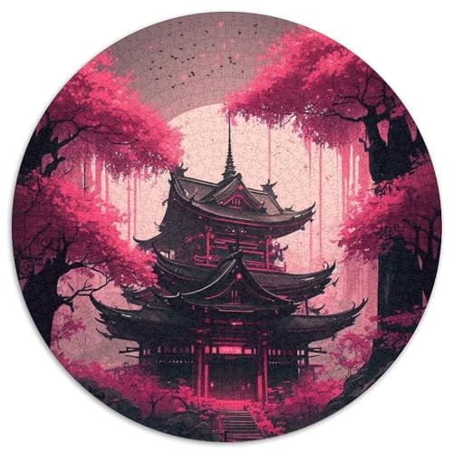 Puzzle 1000 Teile für Erwachsene, Japanischer Tempel, runde Puzzles 1000 Teile für Erwachsene, anspruchsvolles Denkspiel – entspannendes Spielzeug für Teenager, 1000 Teile (67,5x67,5cm) von WGLINGX
