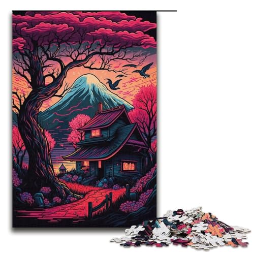 Puzzle 1000 Teile für Erwachsene, Japanisches Berg-Cartoon-Puzzle für Teenager ab 14 Jahren (Größe 38 x 26 cm) von WGLINGX