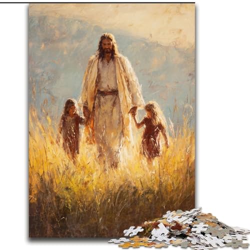 Puzzle 1000 Teile für Erwachsene, Jesus-Holzpuzzle für Erwachsene, anspruchsvolles Denkspiel für Teenager, Spaß für den Familienspieleabend (Größe 50x75cm) von WGLINGX