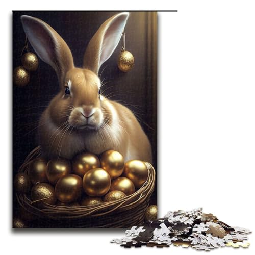 Puzzle 1000 Teile für Erwachsene, Kaninchen, Osterhase, Tierpuzzle für Teenager, Spielzeug, Denkspiel (Größe 50 x 75 cm) von WGLINGX
