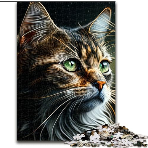 Puzzle 1000 Teile für Erwachsene, Katze, 1000-teiliges Puzzle, Spielzeug, Geschenk, pädagogisches, intellektuelles, entspannendes Spaßspiel für die ganze Familie, Größe 26x38cm von WGLINGX