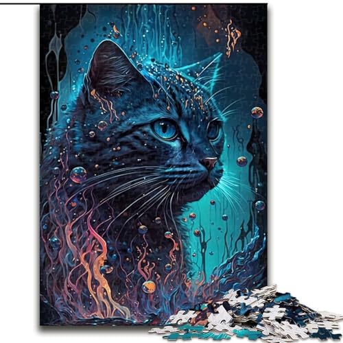 Puzzle 1000 Teile für Erwachsene, Katze, 1000-teiliges Puzzle, Spielzeug, Geschenk, pädagogisches, intellektuelles, entspannendes Spaßspiel für die ganze Familie, Größe 50x75cm von WGLINGX