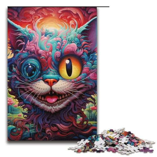 Puzzle 1000 Teile für Erwachsene, Katze mit Brille, Puzzle für Erwachsene, herausfordernd zu vervollständigen, Aber lustig und humorvoll, 14,96 x 10,24 Zoll von WGLINGX