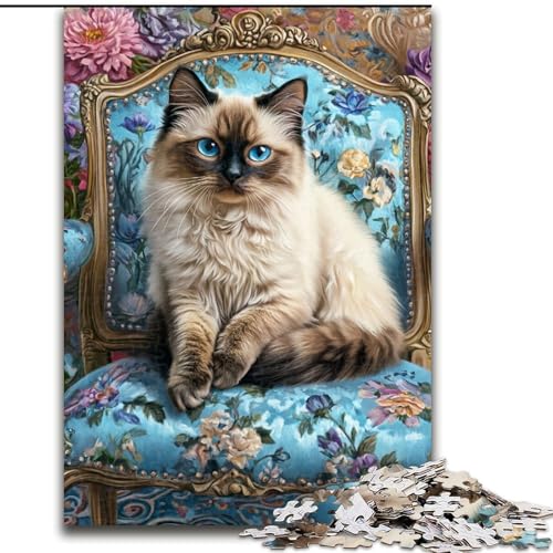 Puzzle 1000 Teile für Erwachsene, Katze sitzt auf dem Sofa, Puzzle für Erwachsene, 1000 Teile, Lernspiele, schöne Dekoration (Größe 50x75cm) von WGLINGX