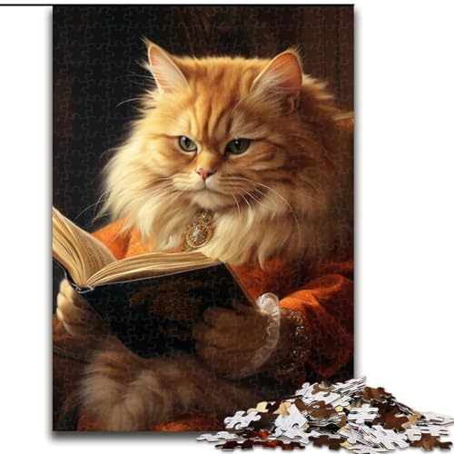 Puzzle 1000 Teile für Erwachsene, Katzen-Lesebuch, Puzzle für Erwachsene, 1000 Teile, einzigartige DIY-Heimdekoration, Geschenkidee (Größe 26x38cm) von WGLINGX