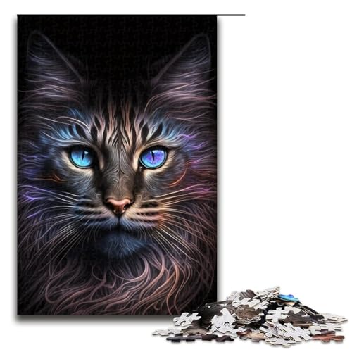 Puzzle 1000 Teile für Erwachsene, Katzengesicht-Puzzle, Lernspiele zur Heimdekoration (Größe 50 x 75 cm) von WGLINGX