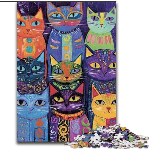 Puzzle 1000 Teile für Erwachsene, Katzenpuzzle für 1000 Teile, Denkspiel für Teenager, Spieleabend mit der Familie (Größe 26x38cm) von WGLINGX