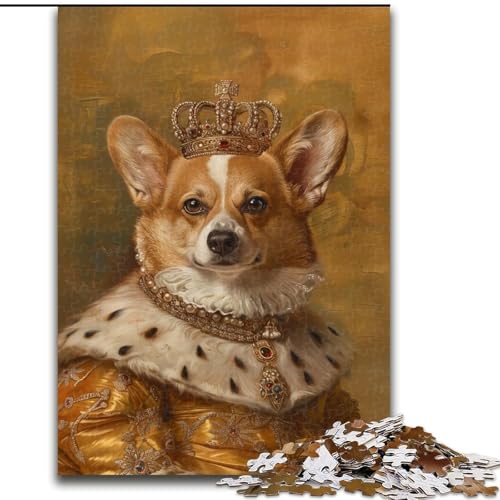 Puzzle 1000 Teile für Erwachsene, King Shiba Inu, Unmögliches Puzzle für Erwachsene, Kunstwerk-Dekor, Intelligenzspielzeug für Familien-Indoor-Spiele (Größe 50x75cm) von WGLINGX