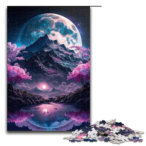Puzzle 1000 Teile für Erwachsene, Kirschblüten-Berg, Lernspielzeug, geeignet als Schreibtischdekoration (Größe 50 x 75 cm) von WGLINGX