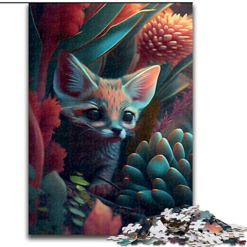 Puzzle 1000 Teile für Erwachsene, Kleine jagende Wildkatze, Puzzle 1000 Teile für Erwachsene, anspruchsvolles Denkspiel für Teenager, Familienspaß, DIY-Heimdekor-Geschenk (Größe 50x75cm) von WGLINGX