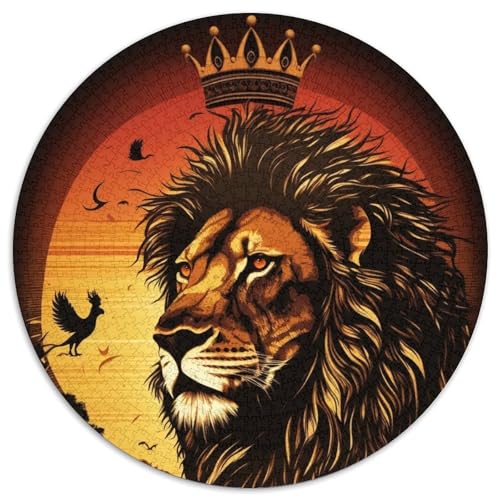 Puzzle 1000 Teile für Erwachsene, König der Löwen, runde Puzzles 1000 Teile für Erwachsene, anspruchsvolles Denkspiel – entspannendes Spielzeug für Teenager, 1000 Teile (67,5x67,5cm) von WGLINGX