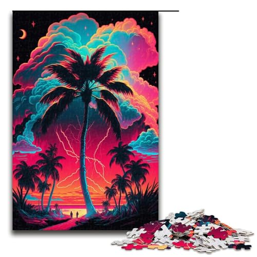 Puzzle 1000 Teile für Erwachsene, Kokosnussbaum-Puzzle, Lernspiele für die Heimdekoration (Größe 50 x 75 cm) von WGLINGX