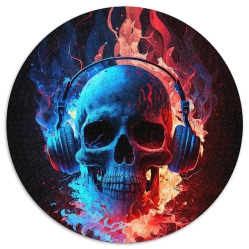 Puzzle 1000 Teile für Erwachsene, Kopfhörer, Totenkopf, Papierpuzzle, Stressabbau für Teenager, Cooles, einzigartiges Geschenk für die Familie (67,5x67,5cm) von WGLINGX