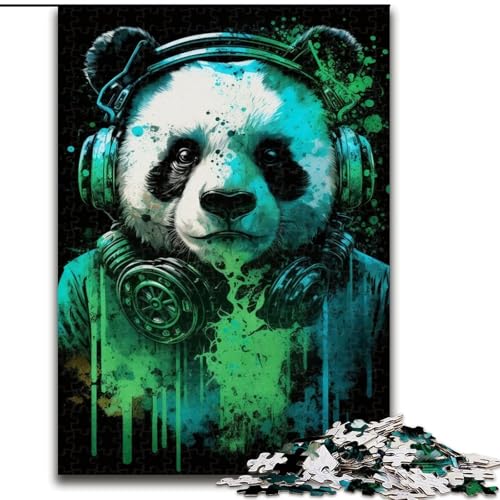 Puzzle 1000 Teile für Erwachsene, Kopfhörer-Panda, 1000-teiliges Puzzle, Familienbindungsaktivität, Heimdeko-Geschenk, Familienspielzeugspiel (Größe 26x38cm) von WGLINGX