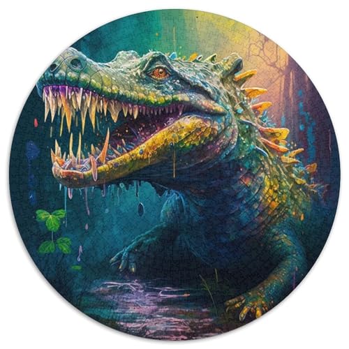 Puzzle 1000 Teile für Erwachsene, Krokodil, runde Puzzles 1000 Teile für Erwachsene, anspruchsvolles Denkspiel – entspannendes Spielzeug für Teenager, 1000 Teile (67,5x67,5cm) von WGLINGX