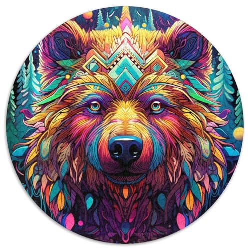 Puzzle 1000 Teile für Erwachsene, Kunst, Tier, Bär, runde Papppuzzles, Familieninteraktion und Gehirnherausforderung, Familienaktivitätsherausforderung (67,5 x 67,5 cm) von WGLINGX