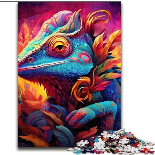 Puzzle 1000 Teile für Erwachsene, Kunst-Chamäleon-Puzzles für Erwachsene, Geburtstage, Feiertage und als Heimdekoration (Größe 50x75cm) von WGLINGX