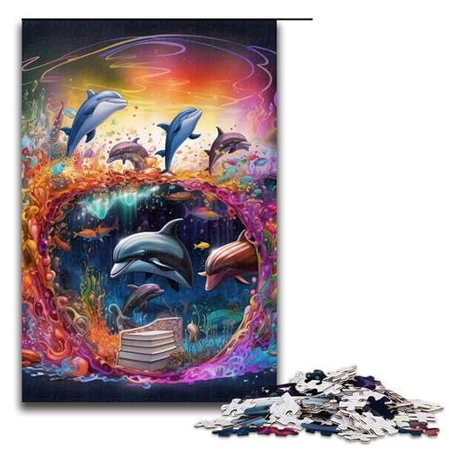 Puzzle 1000 Teile für Erwachsene, Kunst-Delfin, Heimdekoration, Puzzle mit passendem Poster und Quizblatt, 75 x 50 cm Puzzle 1000 Teile für Erwachsene, Kunst-Delfin, Heimdekoration, Puzzle mit passendem Poster und Quizblatt, 75 x 50 cm von WGLINGX