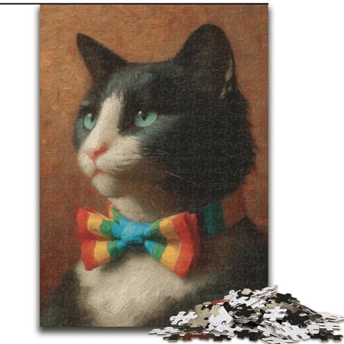 Puzzle 1000 Teile für Erwachsene, Kunstkatze, Puzzle für Erwachsene, 1000 Teile, Spielzeug, Geschenk, pädagogisches, intellektuelles, entspannendes, lustiges Familienspiel (Größe 50x75cm) von WGLINGX