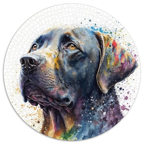 Puzzle 1000 Teile für Erwachsene, Labrador, 1000-teiliges rundes Puzzle, Lernspielzeug für Teenager, Heim- und Bürodekoration, 1000 Teile (67,5x67,5cm) von WGLINGX