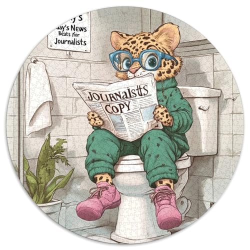 Puzzle 1000 Teile für Erwachsene, Leopard Go Toilet, runde Puzzles 1000 Teile für Erwachsene, anspruchsvolles Denkspiel – entspannendes Spielzeug für Teenager, 1000 Teile (67,5x67,5cm) von WGLINGX