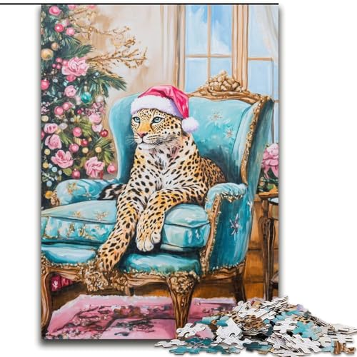 Puzzle 1000 Teile für Erwachsene, Leopard auf dem Sofa, Holzpuzzle, interaktives Familienspiel, DIY-Heimdekoration, Gehirn-Herausforderung, Geschenk (Größe 50x75cm) von WGLINGX