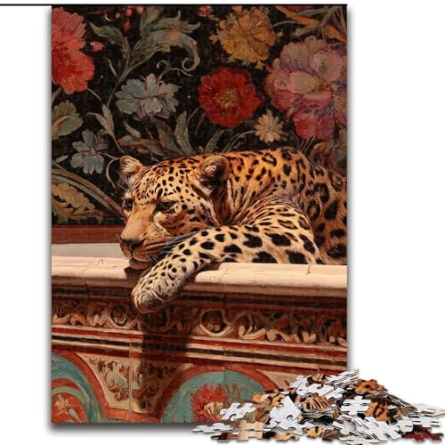 Puzzle 1000 Teile für Erwachsene, Leoparden-Holzpuzzle, Familienaktivitätsspiel für Teenager, anspruchsvolles Denkspiel (Größe 50x75cm) von WGLINGX