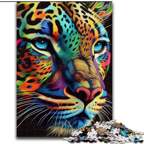 Puzzle 1000 Teile für Erwachsene, Leoparden-Pop-Art-Tier-Puzzle, interaktives Familienspiel, Denksportaufgabe, Geschenk, Lernspielzeug, Größe 26x38cm von WGLINGX